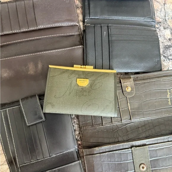 5 Wallet Bundle: 2 Gucci, 1 Prada, 1 Ferragamo, 1 Nina Ricci